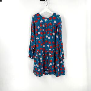 Hanna Andersson Girls Dress Blue Red Apple Print Size US 8